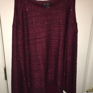 Jessica Simpson cold shoulder sweater w/sheer back